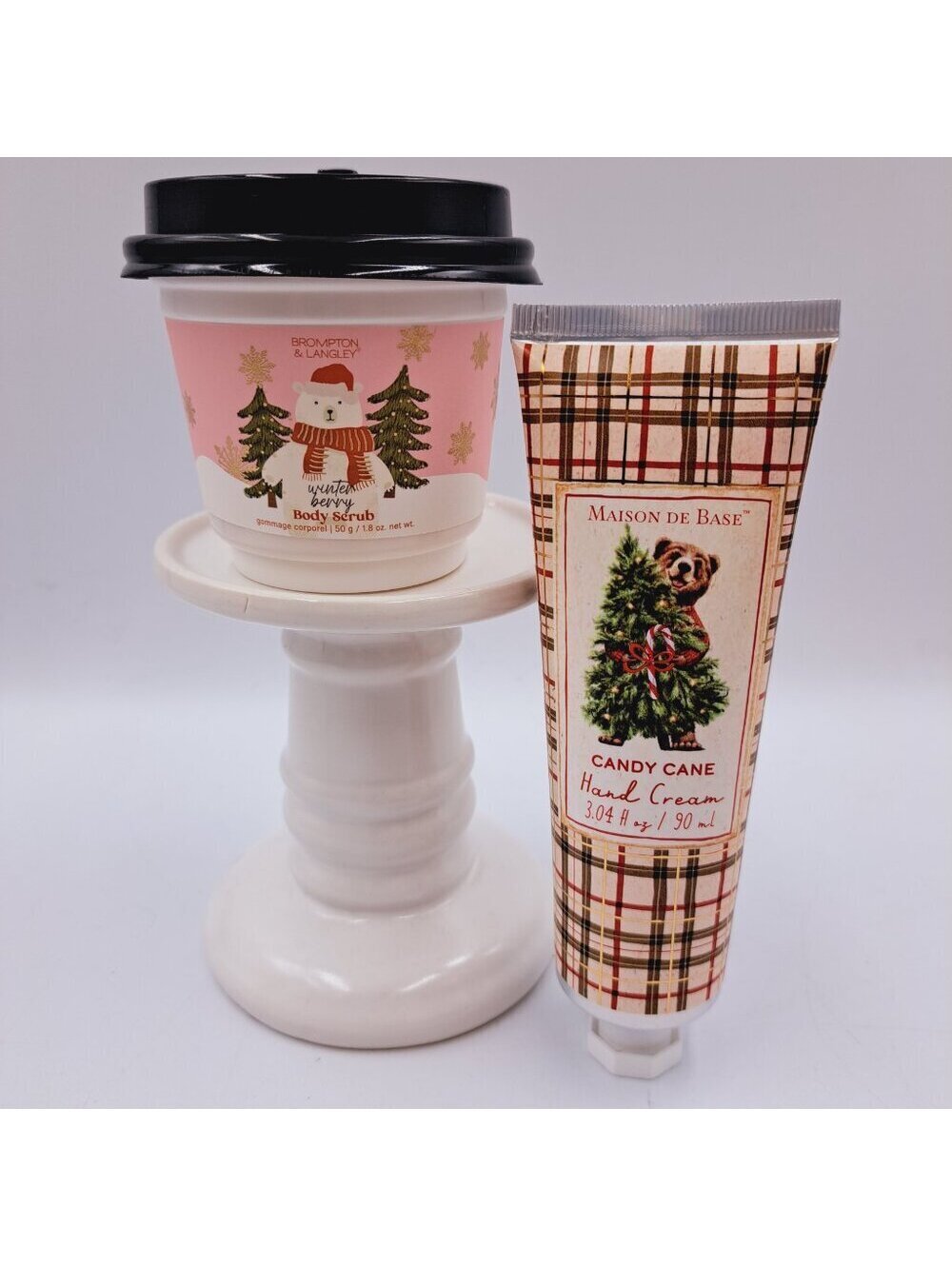 Bath & Body Holiday Set Candy Cane Hand Cream Christmas Winter Berry Body Scrub